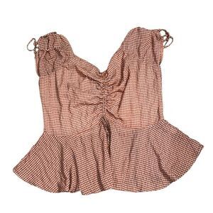 Glamorous Curve Plaid Red & White Top/Blouse(Size 20)